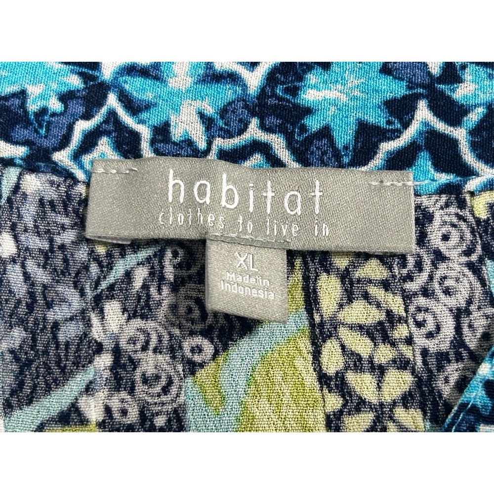 Habitat Floral Popover Tunic High Low Hem Women's XL Artsy 3/4 Sleeve Vacation - Picture 10 of 13